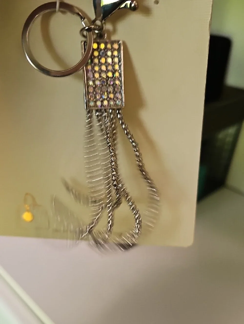 Silver Crystal Tassel Key Chain / Bag Charm